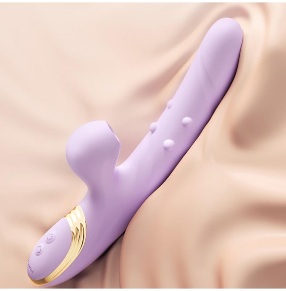 MizzZee - Suction Retractable Rotate Beads Wand Vibrator (Chargeable - Purple)